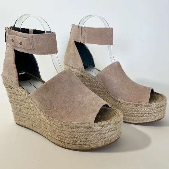 NEW Dolce Vita Suede Espadrille Wedges Taupe Grey 8.5 - Picture 3 of 16